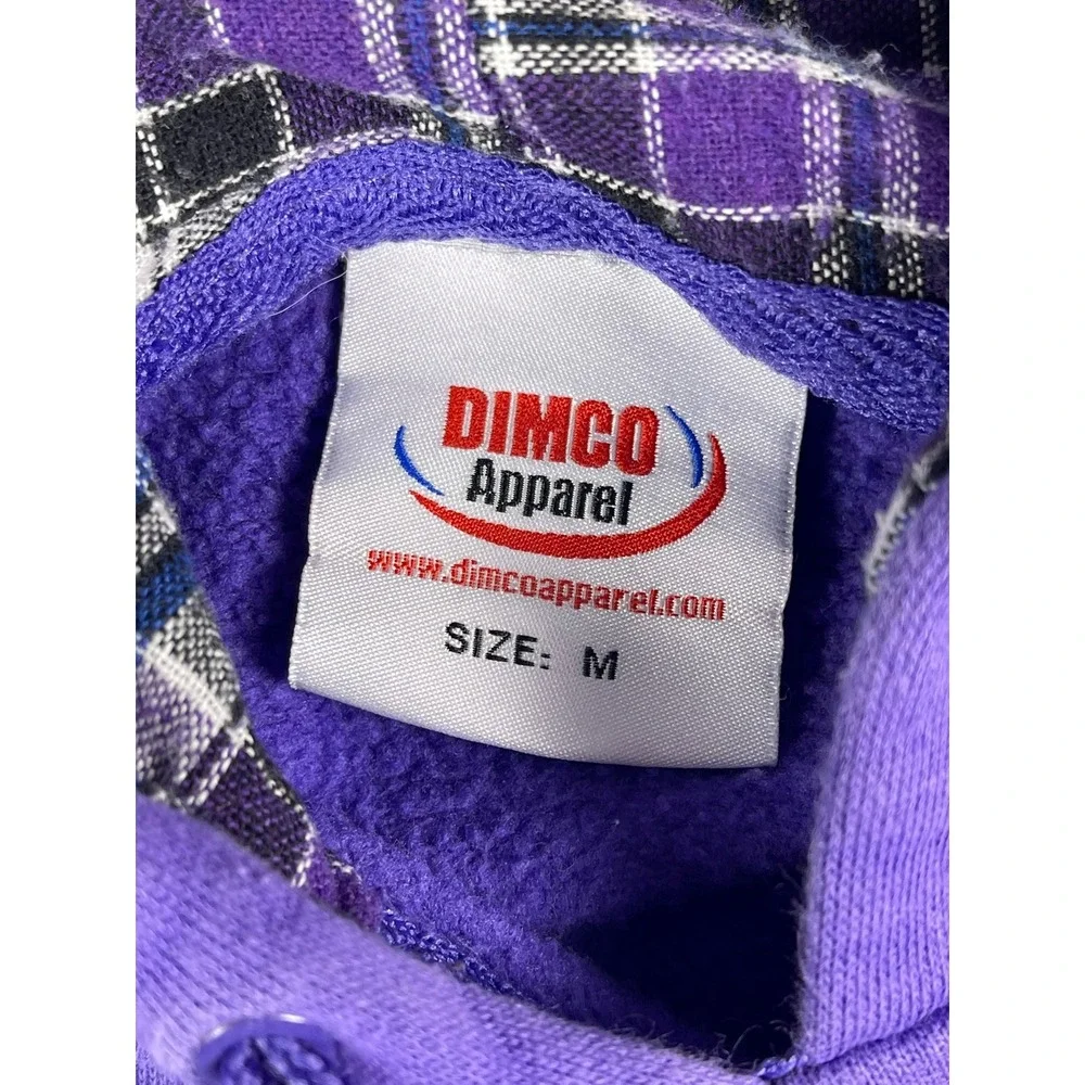 DIMCO Apparel Purple Plaid Paw Print Hoodie Mens Medium Lined Hood Pullover